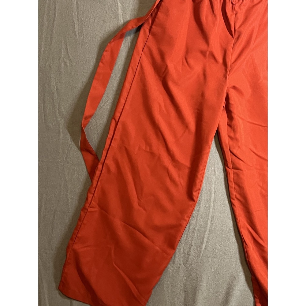 Women's Burnt Orange Paperbag Waist Wide Leg Pants with Tie Belt Size L - Picture 2 of 8